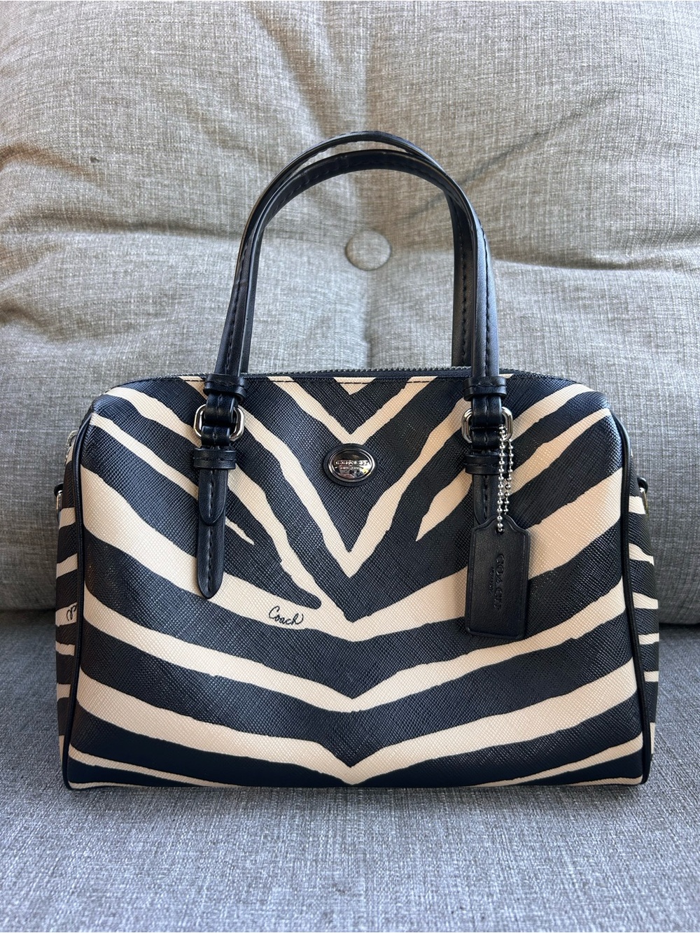 Authentic Coach 2014 F33765 Y2K Peyton Bennett Zebra Print Mini Satchel.